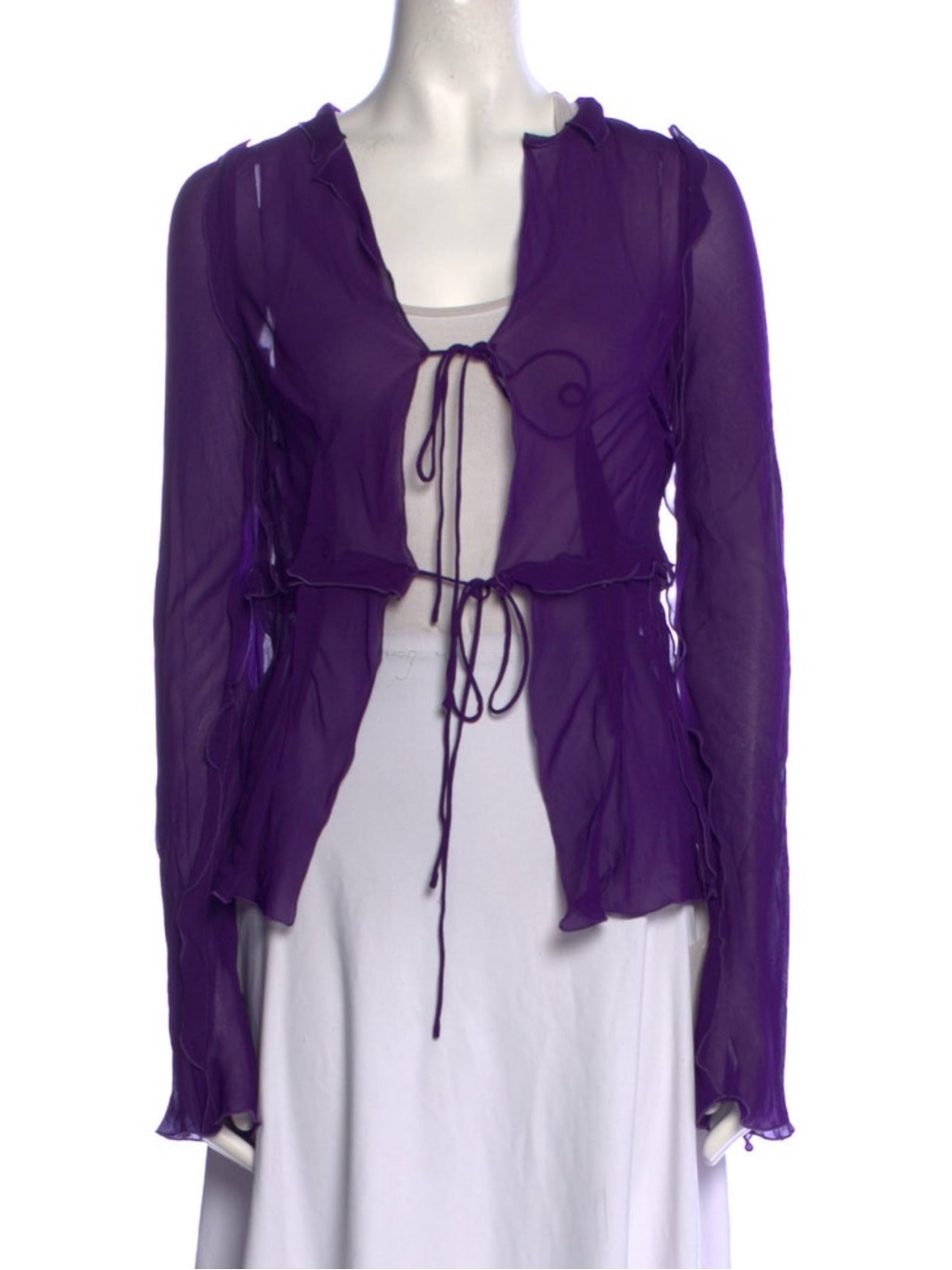 Rat & Boa Sheer Violet Tie-Front Long Sleeve Top
